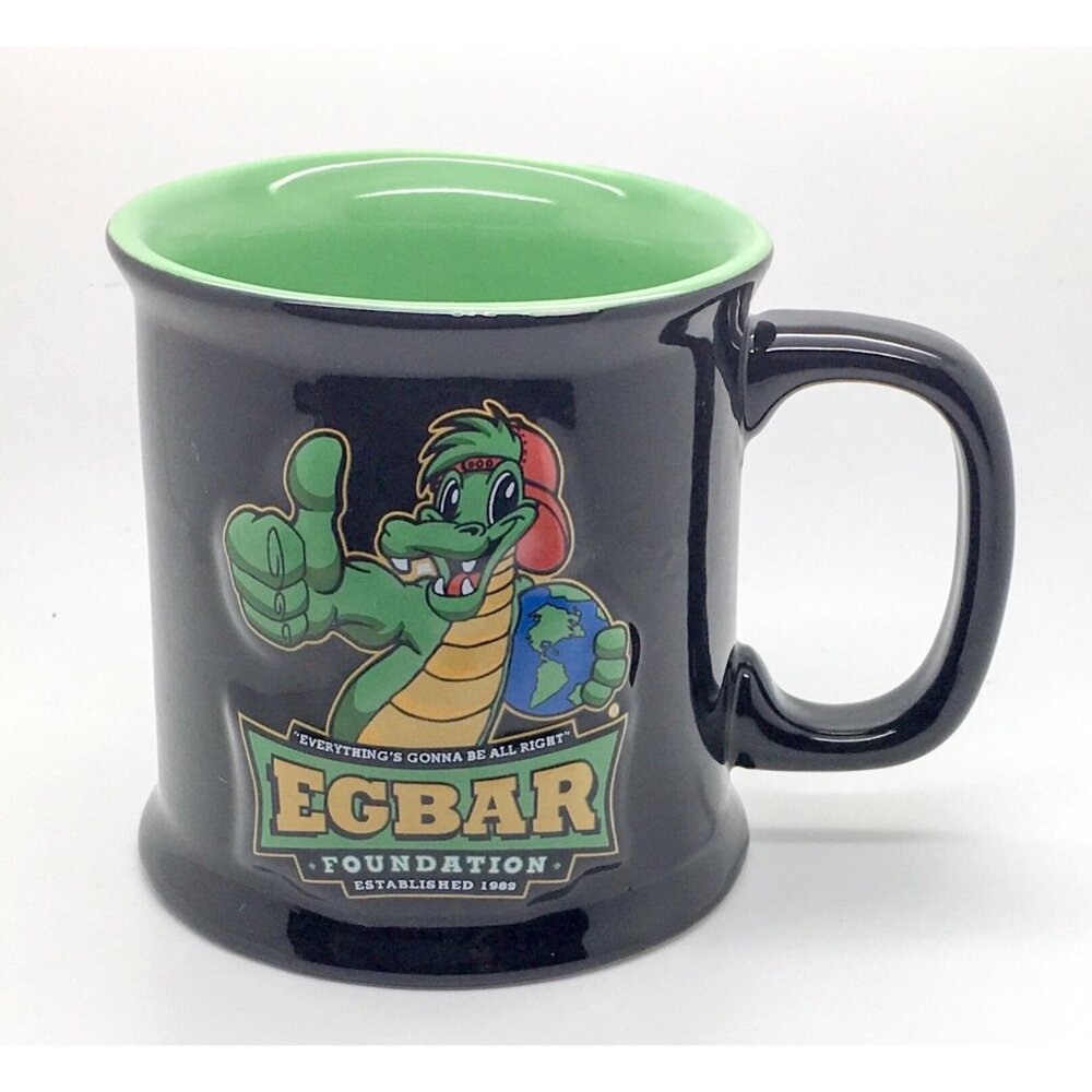 Simple Green Egbar Foundation Dragon Alligator Raised Relief Mug Cup Black Green